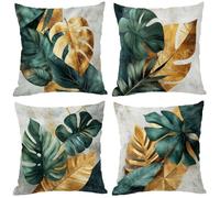 Vert Housse Coussin 40x40 Lot de 4, RéTro Housse de Coussin Exterieur Impermeable, Double Face Impression Cushion Covers avec Fermeture Éclair Invisible Désign pour Decoration Jardin Exterieur Z-830
