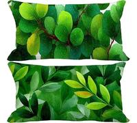 Vert Housse Coussin 50 x 70 Lot de 2 Housse de Coussin Exterieur Impermeable Doux Cushion Covers Feuille Motif avec Fermeture Éclair Lnvisible pour Decoration Salon Eté Exterieur Jardin 14-u7268