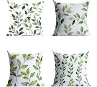 Vert Housse Coussin 65 x 65Cm Lot de 4, Impression Recto Verso Exterieur Taie Oreiller Feuille, Impermeable Housse de Coussin Con Fermeture éclair Invisible pour Exterieur Canapé Decoration GFBZ-2568