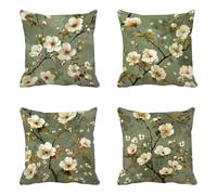 Vert Housse de Coussin 75x75 Lot de 4, Usine Housse de Coussin avec Fermeture Eclair Caché, Carré Velours Taie Oreiller Double Face impression Désign, Decoration Chambre Maison Homme -HCW250620