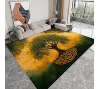 Vert Jaune Tapis Lavable, Délicat Arbre De Vie Symboles Réducteur de Bruit Facile à Nettoyer Paillasson - Antidérapant Imprimé Tapis 160 x 230 cm pour Salon Chambre Bureau