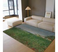 Vert Lavable Tapis 80x150 Petits carpette pour la Chambre Descente Doux antidérapants dans l entrée intérieurs à Poil Bas Maternelle Salle de Jeux Village Rustique Terrain imprimé