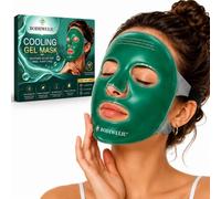 Vert Masque Gel Froid Visage, Coussinets Rafraîchissants pour le Visage en Gel Réutilisables, avec 1 Masque Visages Lycra et Pochette, pour Soulager les Gonflements Relaxant la Fraîcheur et le Confo
