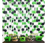Vert Noir et Blanc de Grand à Pois d'étoiles Guirlandes de Décorations de fête Papier Fin Toile de Fond Streamer bannière pour Anniversaire diplôme fiançaille Mariage Jeu vidéo de Football fête décor