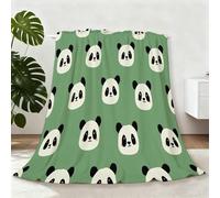 Vert Olive Couverture en Flanelle Douce et Confortable avec Motif Minimaliste Mignon Animaux Panda, pour Enfants Canapé lit, Décoration pour Enfant Cadeau Adapté aux Enfants 200 x 230 cm