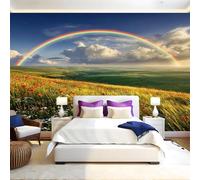 Vert Papier Peint 300 x 210 cm arc-en-ciel des prairies Papier Peint Panoramique Tapisserie Photo Poster Intissé Mur Moderne Décor Murale Salon Chambre á Coucherr Bureau