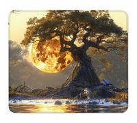 Vert Petit Tapis de Souris 300x250mm avec Base en Caoutchouc Antidérapant et Imperméable, Gaming Tapis de Souris pour Femmes, Hommes, Ordinateurs Portables sans Fil, Cadeau Homme, Arbre L-3604