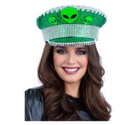 Vert Pierre Gemme Chapeau Sequin Capitaine Déguisement Adulte Alien Espace Fêtes