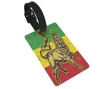 Vert Rasta Lion de Juda Drapeau Rouge Reggae Jamaïque Rastafari Éthiopie 2 PC PVC Étiquettes de Bagage Couverture de Confidentialité Étiquettes de Bagage en Silicone Étiquettes de Valise de Voyage A