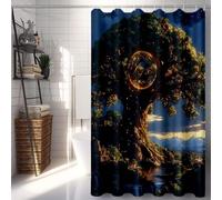 Vert Rideau de Douche 120x200, Imperméable Rideau Douche Arbre de la Vie Shower Curtain avec 12 Anneaux Résistant Facile à Installer Lavable en Machine pour Decoration Maison, Cadeau Femme -lsy2507M5