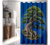Vert Rideau de Douche 150x200, Imperméable Rideau Douche Arbre de la Vie Shower Curtain avec 12 Anneaux Résistant Facile à Installer Lavable en Machine pour Decoration Maison, Cadeau Femme -lsy2507FI