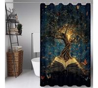 Vert Rideau de Douche 200x240 cm, Polyester Rideau Douche Arbre de la Vie Shower Curtain HD Impression Imperméable Résistant Facile à Installer Shower Curtain avec 12 Anneaux pour Baigoire -ly25072W9