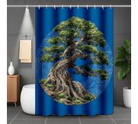 Vert Rideau de Douche, Polyester Rideau Douche Arbre de la Vie Shower Curtain 80x200, Imperméable Lavable Shower Curtain avec 12 Anneaux Résistant Facile à Installer pour Baignoire, Cadeau -lsy25071X