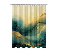 Vert Rideau Douche 90x180, Rideau de Douche Marbre Shower Curtain avec 12 Plastique Crochets, Rideaux Baignoire Tissu Imperméable Lavable Polyester Ourlet Lesté pour Salle de Bain, Cadeau Femme E-10