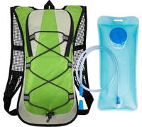 (Vert) Sac à dos d'escalade avec vessie d'eau de 2L, sac à dos d'hydratation avec vessie d'eau pour le camping, la randonnée et la course à pied, l'escalade et le cyclisme