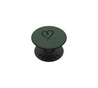 Vert Sauge - Dessin esthétique Minimaliste en Forme de cœur à Une Ligne PopSockets PopGrip Adhésif