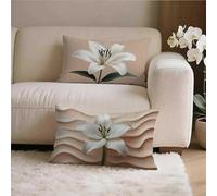 Vert Sauge Housse Coussin 30x30 Lot de 2, Fleur Taie Oreiller 30x30, Lin Housse de Coussin avec Fermeture Éclair Invisible, Carré Taie d'oreiller pour Extérieur Jardin Salon Décor Maison Cadeau M-m849