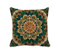 Vert Taie Oreiller 65x65 cm Housse Coussin Bohême Double Face Imprimé, Lin Carré Protege Oreiller de Canap pour Salon Chambre Lit Chaise Jardin Terrasse Decor Cadeaux, Quatre Saisons, Lot de 1 2B-8