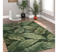 Vert Tapis 60x90 de Salon Grands carpette Doux avec Support antidérapant Feuillage imprimé Sauge Descente lit lavables Chambre Fin résistants aux Taches à Poils Bas intérieur pour