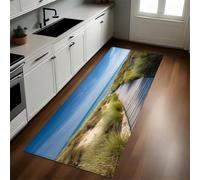 Vert Tapis d’entrée Promenade en Bois sur Les Dunes de Sable 50 x 80 cm Paillasson, Tapis de Bain Antidérapant, Tapis de Sol pour Salon Chambre Cuisine