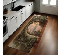 Vert Tapis de Cuisine Arche de Plage Lierre Lavable Doux Polyester 50 x 150 cm Tapis d’Entrée Absorbant Passage Couloir Facile à Nettoyer