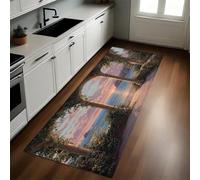 Vert Tapis de Cuisine Arche du Lever de Soleil sur l'océan Lavable Doux Polyester 50 x 150 cm Tapis d’Entrée Absorbant Passage Couloir Facile à Nettoyer