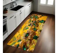 Vert Tapis de Cuisine Bijoux en Or et Jade Long Antidérapant Antifatigue Absorbant Lavable Devant Évier Décoration Maison 40 x 120 cm