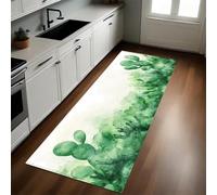 Vert Tapis de Cuisine Cactus Aquarelle Lavable Doux Polyester 50 x 150 cm Tapis d’Entrée Absorbant Passage Couloir Facile à Nettoyer