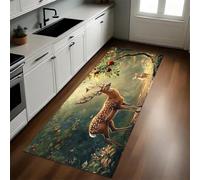 Vert Tapis de Cuisine Cerf Sika des forêts Antidérapant 50 x 150 cm Absorbant Doux Devant Évier Tapis de Sol Lavable Salon Chambre