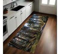 Vert Tapis de Cuisine Chemin des pins de la forêt 50 x 80 cm Antidérapant Résistant Lavable Tapis de Passage Couloir Buanderie Salle de Bain
