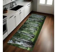 Vert Tapis de Cuisine forêt de bouleaux printanière Antidérapant 50 x 80 cm Devant Évier Anti-Salissures Lavable Cuisine Buanderie Entrée Couloir