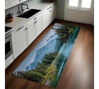 Vert Tapis de Cuisine Forêts de pins des Montagnes Lavable Doux Polyester 50 x 150 cm Tapis d’Entrée Absorbant Passage Couloir Facile à Nettoyer