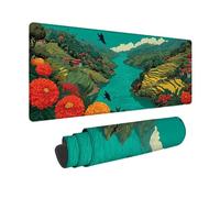 Vert Tapis de Souris XXL 120x60cm, Tapis de Souris Paysage sous Main Bureau avec Bords Cousus, Imperméable Mouse Pad Base en Caoutchouc Antidérapant Surface pour Gamer, PC, Cadeau Femme -zjn2509DX