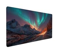 Vert Tapis de Souris XXL 80 x 30 cm, Tapis Souris Aurore sous Main Bureau avec 3MM Bords Cousus, Imperméable Mouse Pad Base en Caoutchouc Antidérapant Surface pour Gamer, PC, Cadeau -bby2509IW