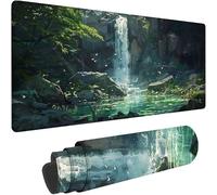 Vert Tapis de Souris XXL 800 x 400 x 4 mm Grand Tapis Souris Cascade Mouse Pad Accessoire Bureau, Lavable, Base en Caoutchouc Antidérapant, Imperméable Mousepad pour Bureau Decor, Cadeau Femme w-1561