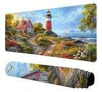 vert Tapis de Souris XXL 800x400x3mm phare Sous Main Bureau Accessoire à Base en Caoutchouc Antidérapante et Bords Cousus tapis de souris gamer pour Deco Bureau Desk, Cadeaux pour Hommes/Femmes J1-418