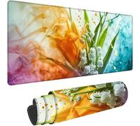 Vert Tapis de Souris XXL 900 x 400 x 4 mm Grand Tapis Souris Plante Mouse Pad Accessoire Bureau, Lavable, Base en Caoutchouc Antidérapant, Imperméable Mousepad pour Bureau Decor, Cadeau Femme w-4713