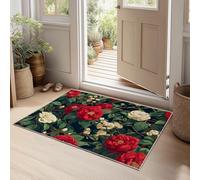 Vert Tapis Lavable, Peint À La Main Vintage Floral Réducteur de Bruit Facile à Nettoyer Paillasson - Antidérapant Imprimé Tapis 160 x 230 cm pour Salon Chambre Bureau