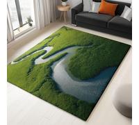 Vert Tapis Paysages Naturels Mangroves De Zanzibar Rivière Tapis Salon Anti-Slip Lavable À Poils Courts Doux Antidérapant 180 x 240 cm, pour Salon Chambre Cuisine Bureau & Salle À Manger Moquette