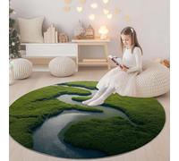 Vert Tapis Rond Polyvalent 160 cm Nature Mangroves Vue Aérienne Tapis Confortable et Chic, Antidérapant et Lavable en Machine - Idée Cadeau Parfaite pour Famille ou Amis