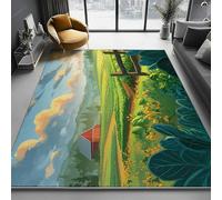 Vert Tapis Salon, 90 x 150 cm Chambre Lavable en Machine Tapis Grande Taille Animation Ferme Plantes Légumes Doux Antidérapant pour Salle à Manger Cuisine, Chambre à Coucher