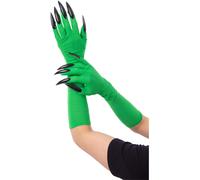 Vert Wicked Sorcière Gants, avec Noir Ongles Adultes Déguisement Halloween