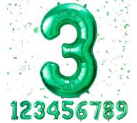 Vert3 Ballon d'anniversaire chiffres 3 ans | vert Ballon Helium 3 ans ballons 40" - Décoration d'anniversaire de 101 cm Deco，Décoration de Ballons Géants pour Mariages Party et Anniversaires Fête