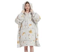 VERTAST Sweat à capuche oversize avec doublure Sherpa confortable, parfait comme couverture chaude en peluche super douce à enfiler, idéal pour les amateurs de canapé, unisexe, Chat gris., Large