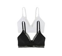 VERTBAUDET 2 Soutiens-Gorge d'allaitement sans Armatures en Coton Bio Noir/Blanc 95B