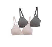 VERTBAUDET 2 Soutiens-Gorge Grossesse et Allaitement rembourré en Coton Stretch LOT Gris Chine + Rose 90D