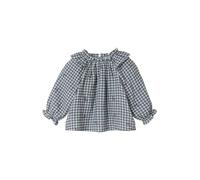 VERTBAUDET Blouse Bébé Fille Vichy Coton Manches Longues Bleu grisé 6M(67CM)