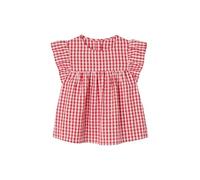 VERTBAUDET Blouse Fille imprimée Manches Courtes à Volants Carreaux Rouge 10A