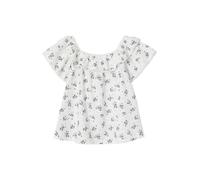 VERTBAUDET Blouse Imprimée Fleurs Fille Manches Courtes Jean Blanc 2A