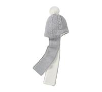VERTBAUDET Bonnet/écharpe 2 en 1 Torsades et Coeurs bébé Gris chiné 3/6M(60/67)
